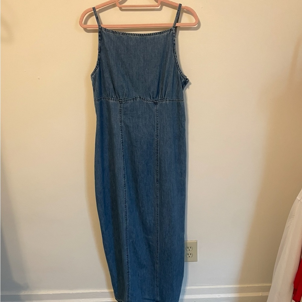 Denim Sleeveless Midi Dress - Blue